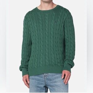 Polo by Ralph Lauren Cable Knit Crewneck Sweater in Green Size M. NWT
